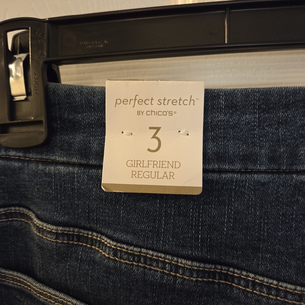 Chico's sz 3R Perfect Stretch Girlfriend Slim Leg Jeans NWT XL/16 casual denim‎ - Picture 3 of 15